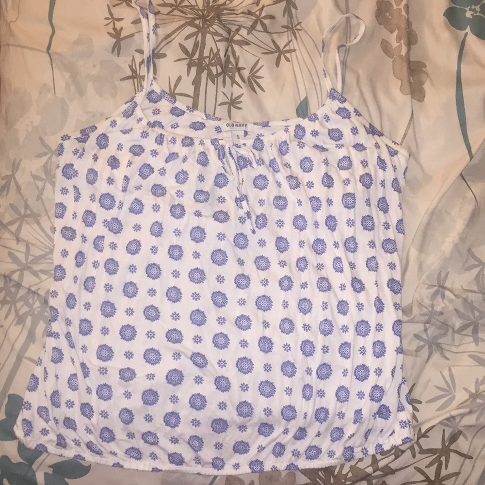 White and blue tank